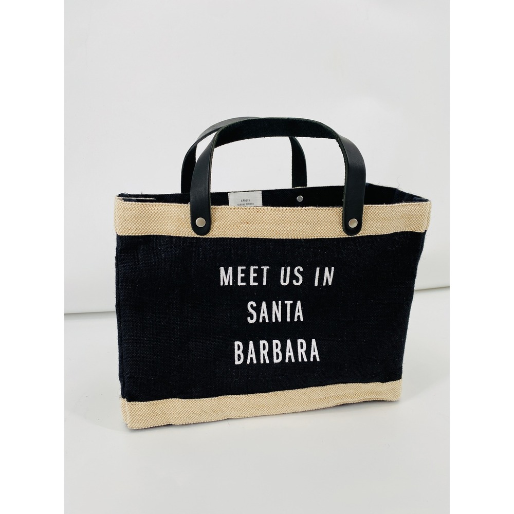 Apolis Market Bag Women OS Black Meet Us In Santa Barbara Jute Tote